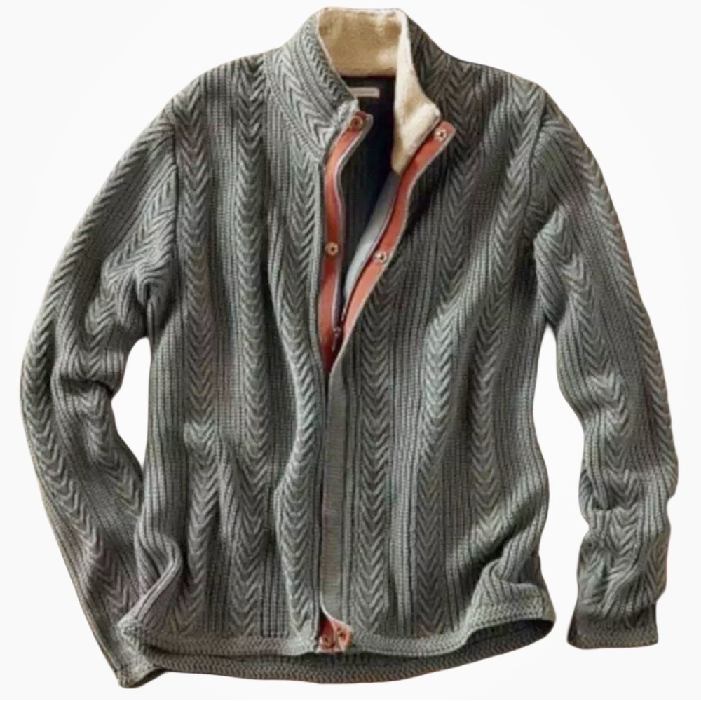 Men's Gray Zip Up Sweater